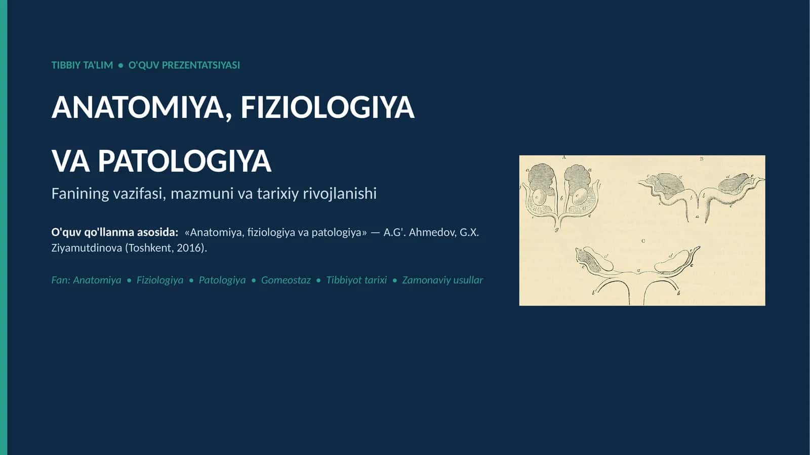 Anatomiya, fiziologiya va patologiya fani vazifasi, tarixi. Slayd