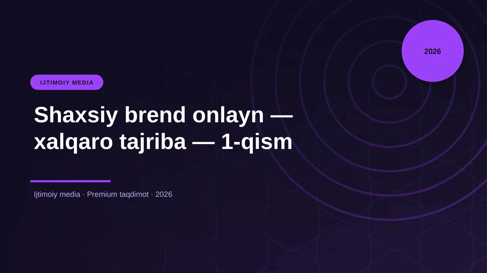 Shaxsiy brend onlayn — xalqaro tajriba — 1-qism