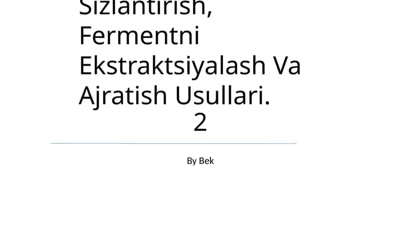 O'Simliklarni Tayorlash, Maydalash, Yog' Sizlantirish, Fermentni Ekstraktsiyalash Va Ajratish Usullari