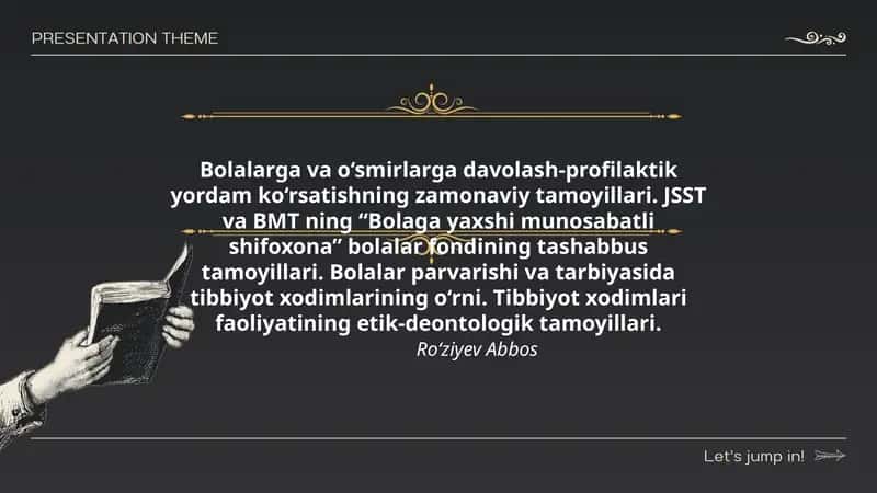 "Bolalarga va o‘smirlarga davolash-profilaktik yordam ko‘rsatishning zamonaviy tamoyillari"