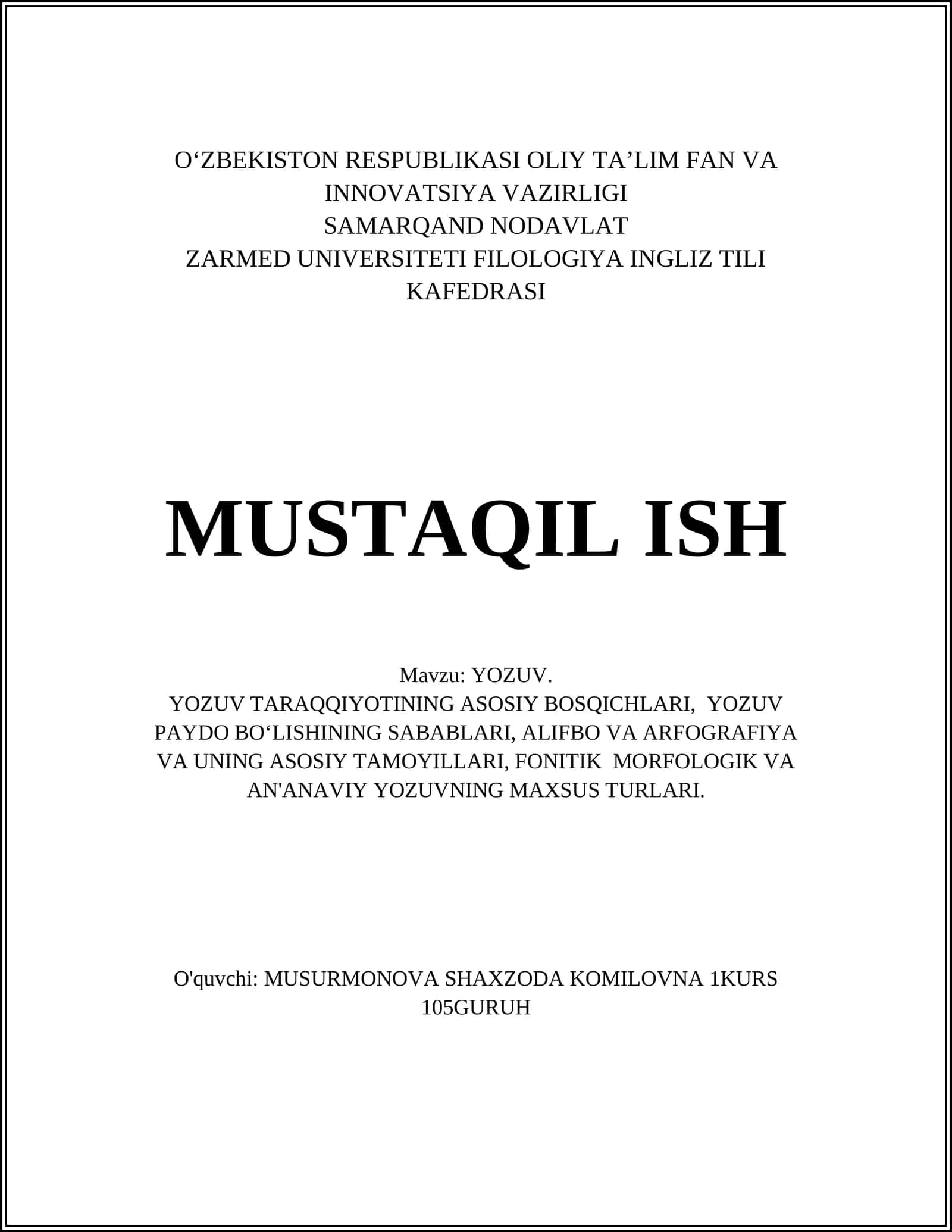 YOZUV TARAQQIYOTI