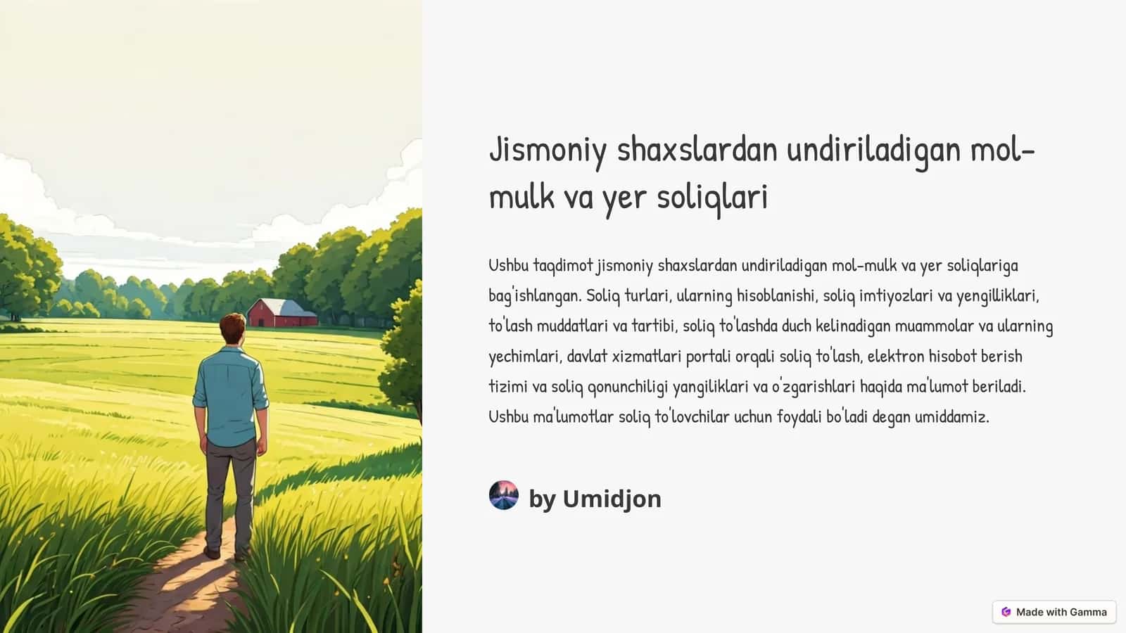 Undiriladigan mol-mulk va yer soliqlari