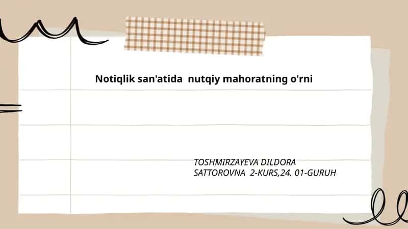 Notiqlik san'atida nutqiy mahoratning o'rni