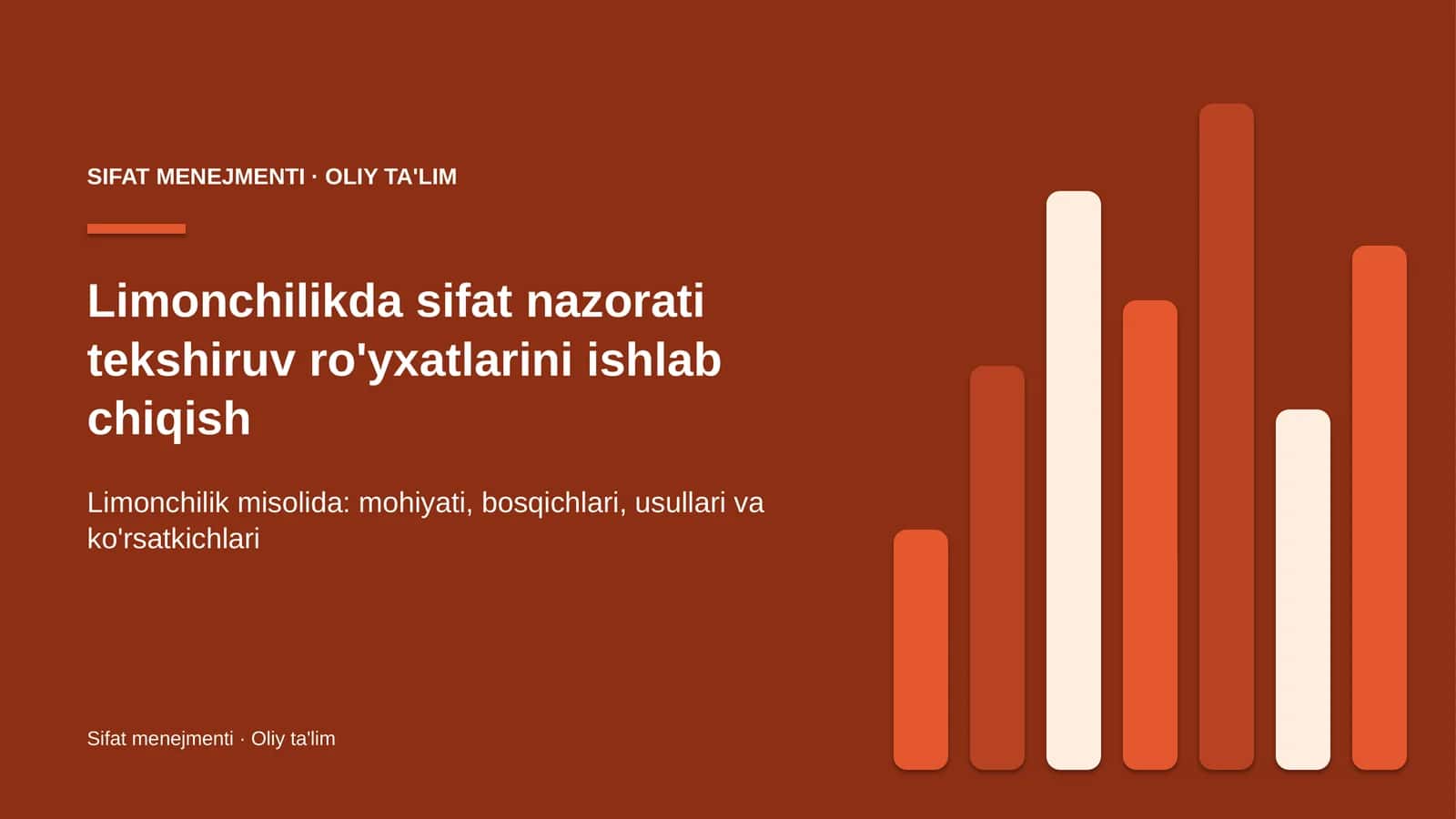Limonchilikda sifat nazorati tekshiruv ro'yxatlarini ishlab chiqish