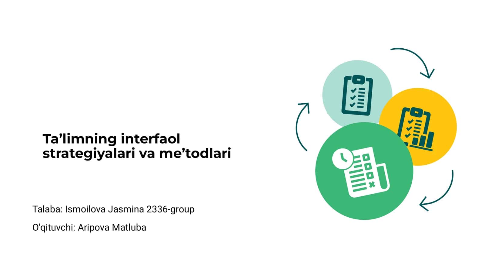 Ta’limning interfaol strategiyalari va me’todlari