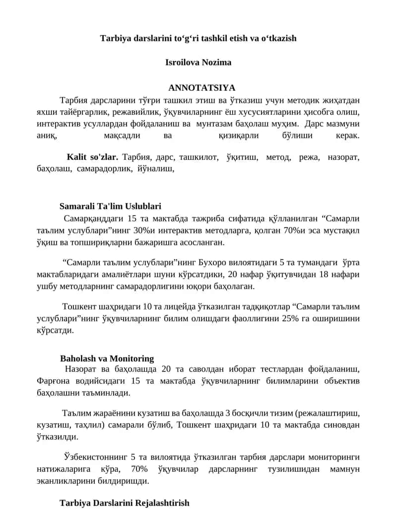 Samarali Ta'lim Uslublari