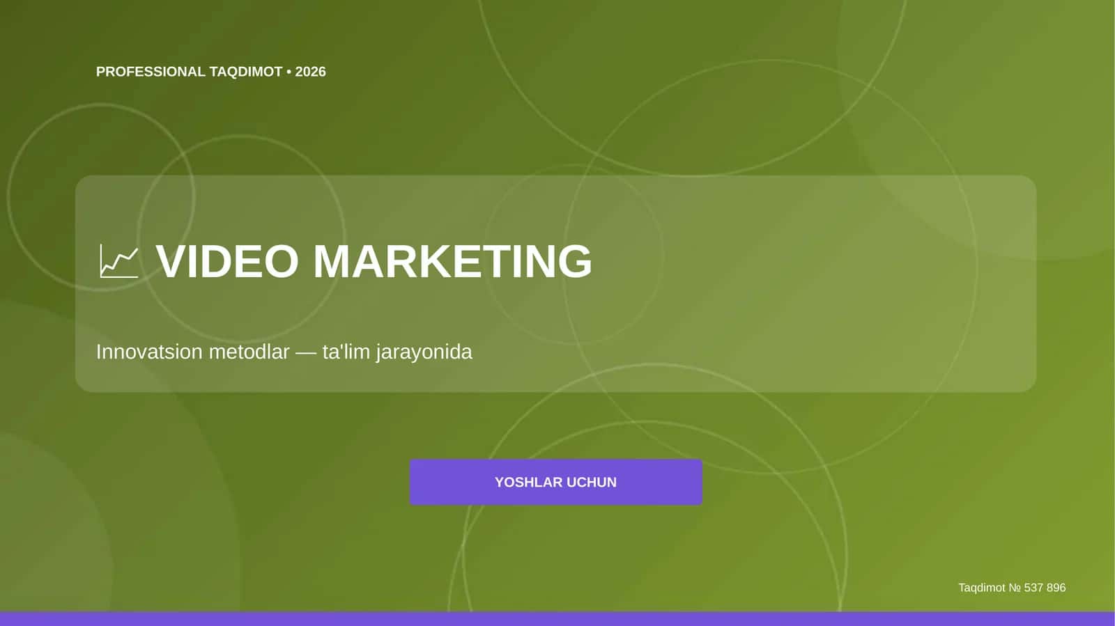 Video marketing: innovatsion metodlar (ta'lim jarayonida) [yoshlar uchun]