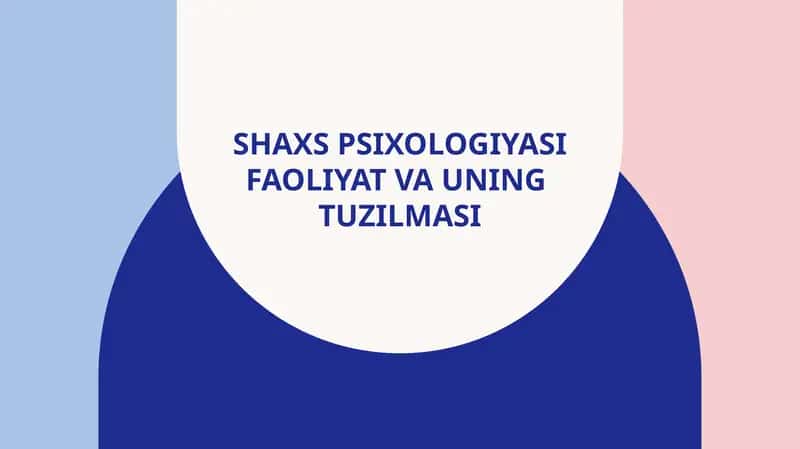 Shaxspsixologiyasi Faoliyat va Uning Tuzilmasi