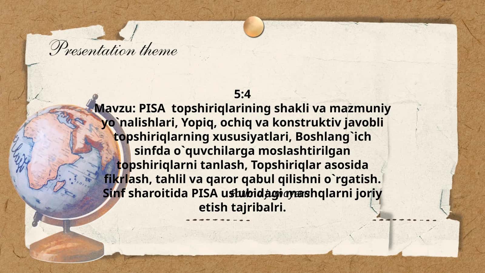 PISA topshiriqlarining shakli va mazmuniy yo`nalishlari