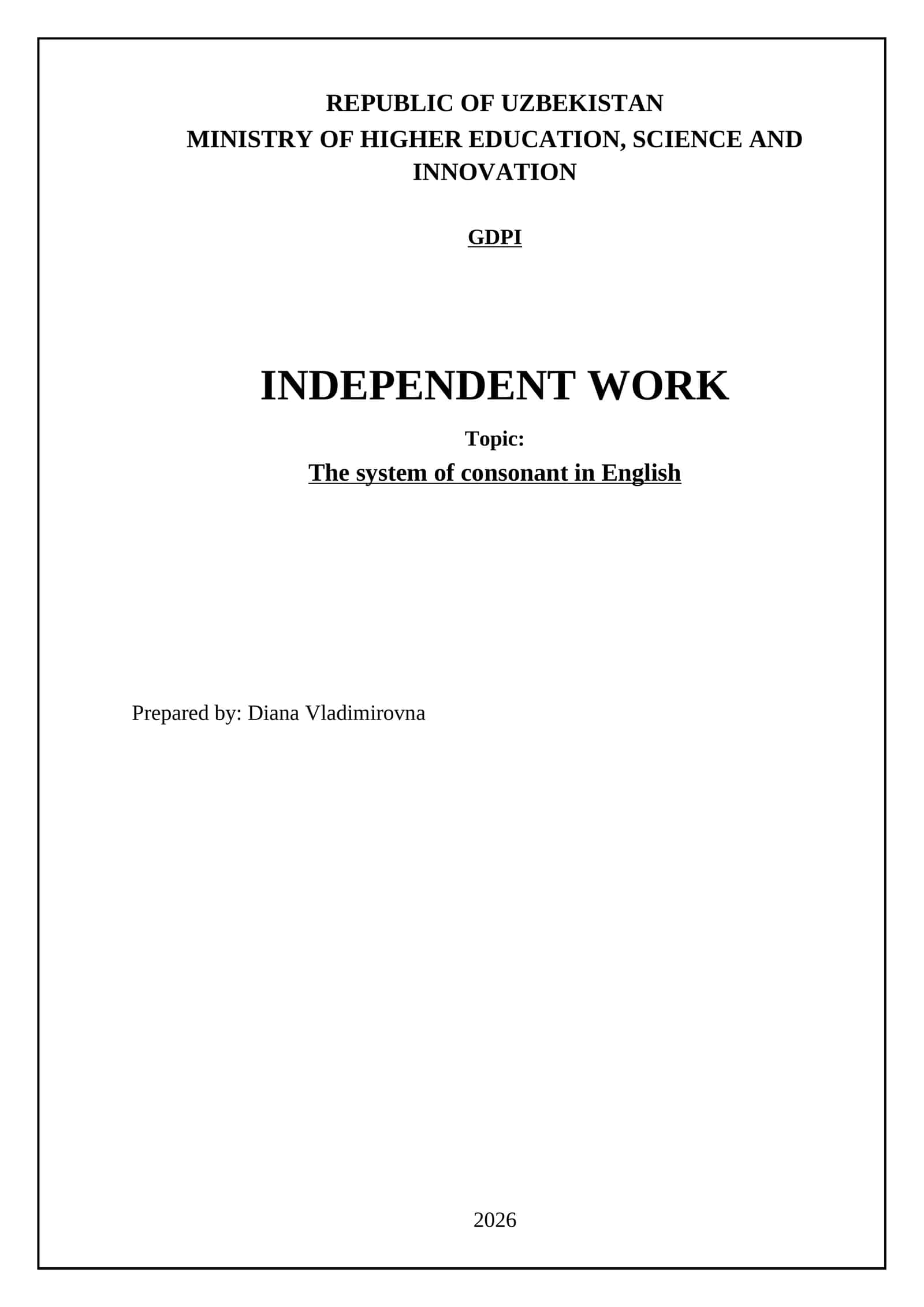 The system of consonant in English