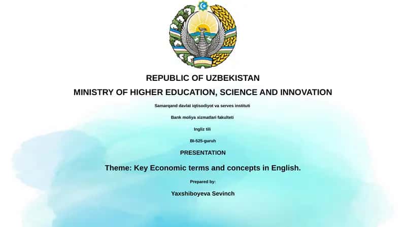 Key Economic terms and concepts in English