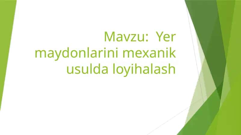 Yermaydonlarini mexanik usulda loyihalash