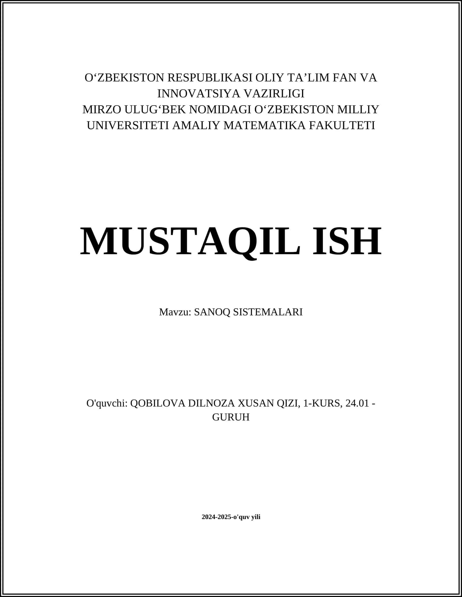 Sanoq tizimlari
