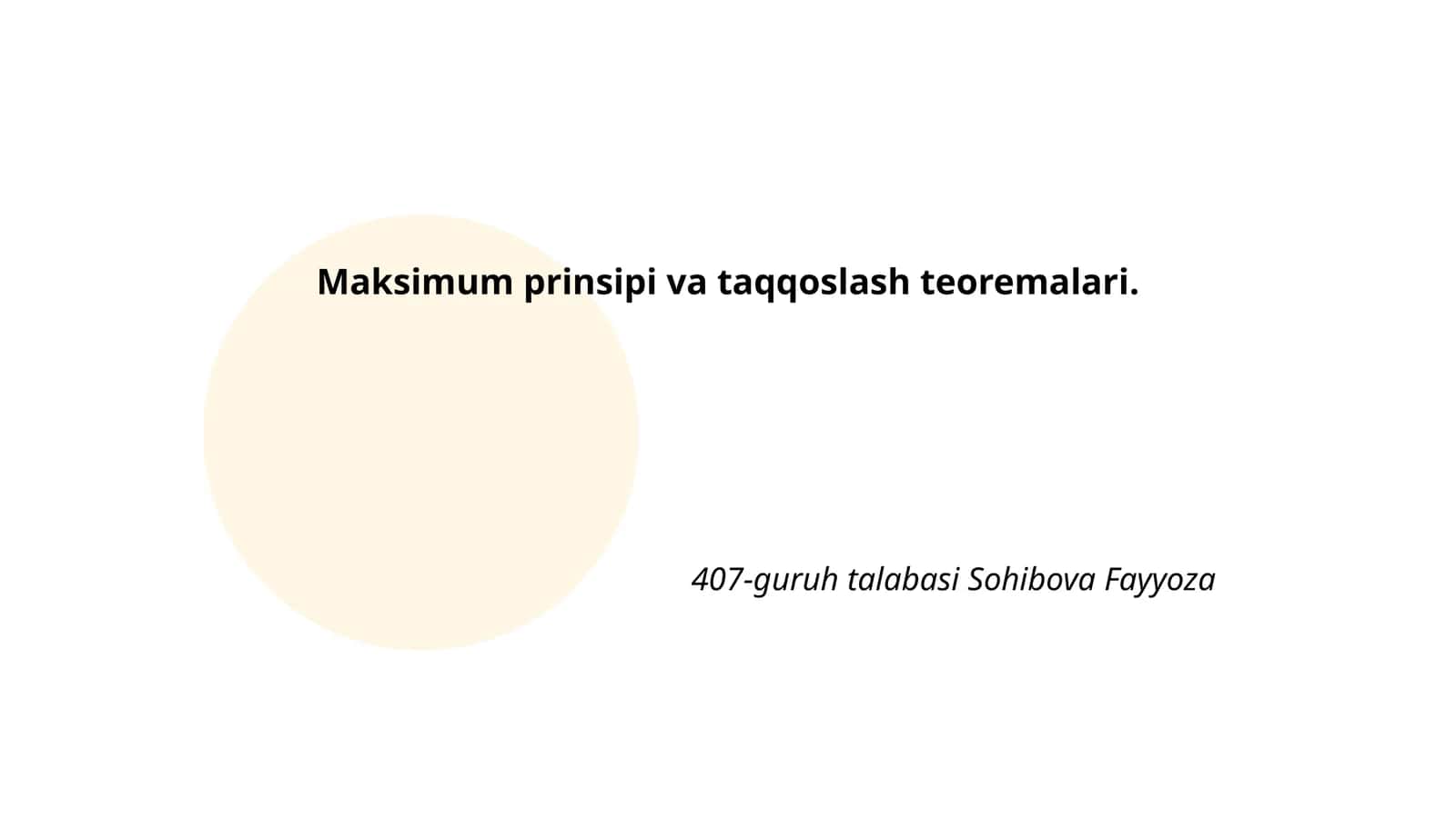 Maksimum prinsipi va taqqoslash teoremalari