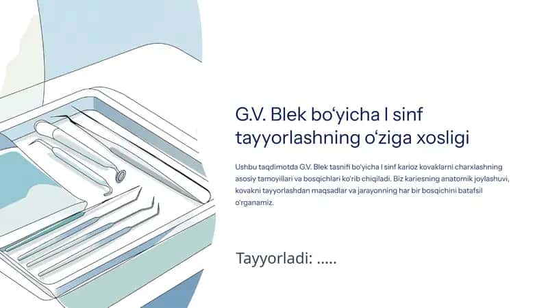 G.V. Blek bo‘yicha I sinf tayyorlashning o‘ziga xosligi