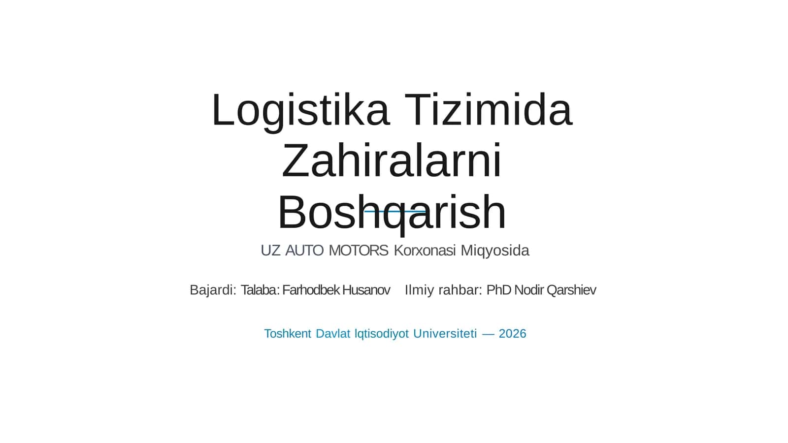 Zahiralarni Boshqarish