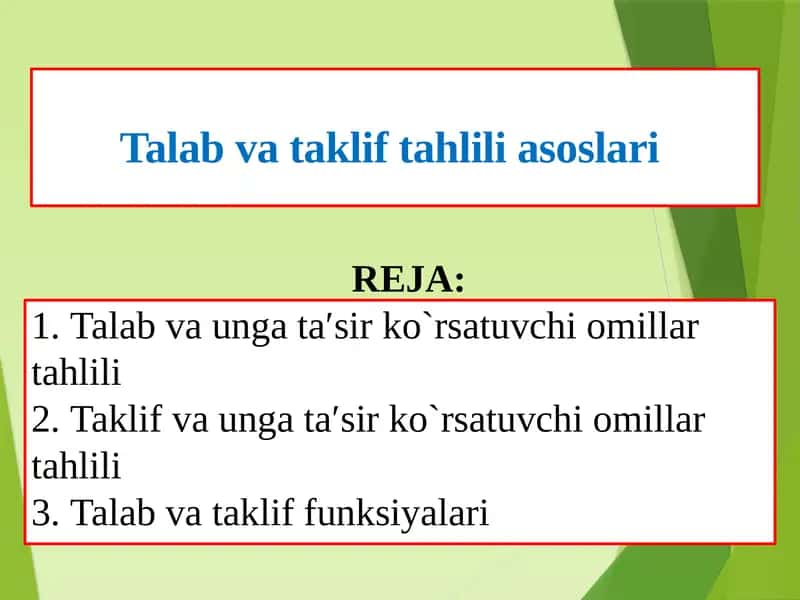 Talab va taklif tahlili asoslari