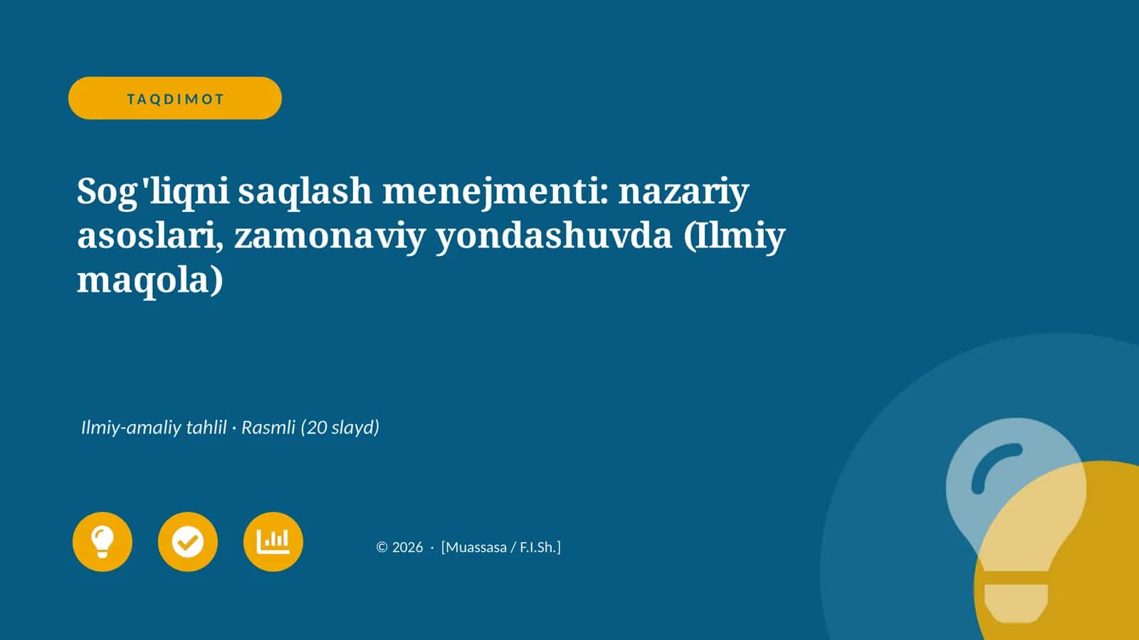 Sog'liqni saqlash menejmenti: nazariy asoslari, zamonaviy yondashuvda (Ilmiy maqola)