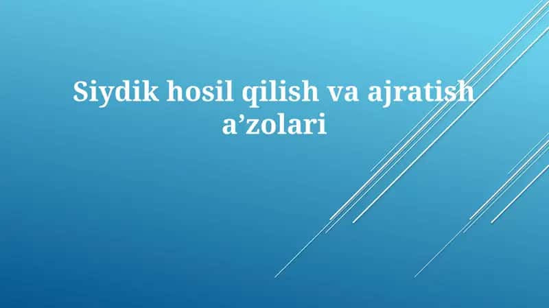 Siydikhosilqilish va ajratish jarayonlari