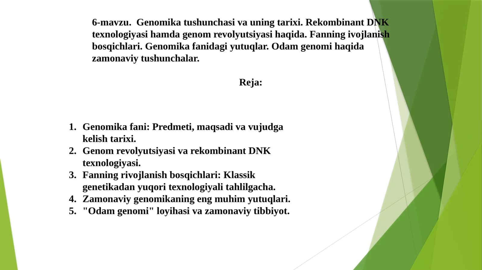 6-mavzu. Genomika tushunchasi va uning tarixi