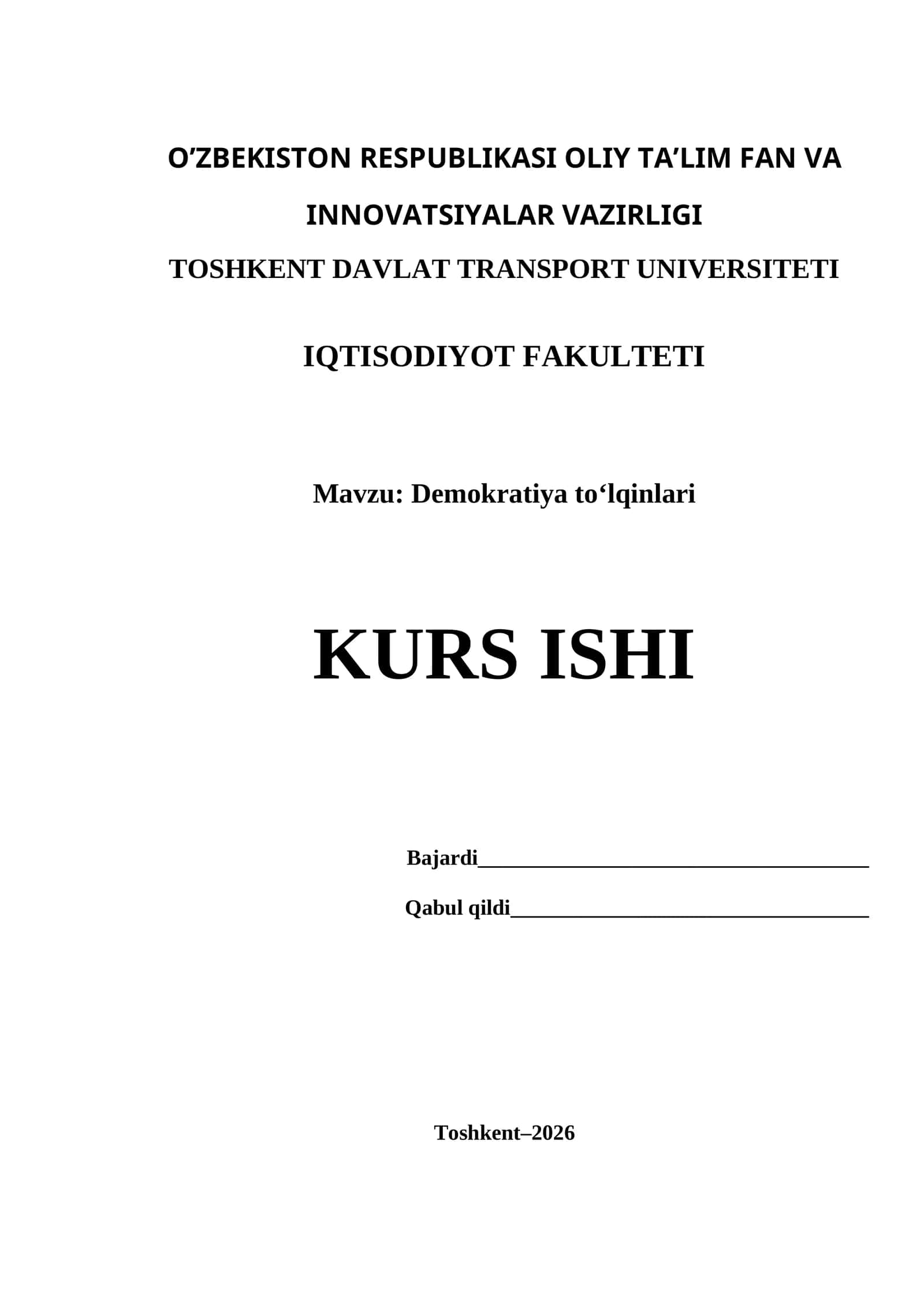 Demokratiya to‘lqinlari KURS ISHI