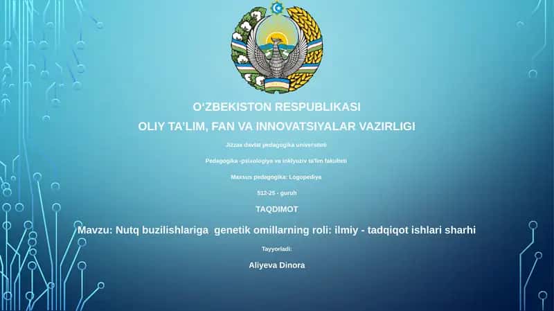 Nutq buzilishlariga genetik omillarning roli: ilmiy - tadqiqot ishlari sharhi