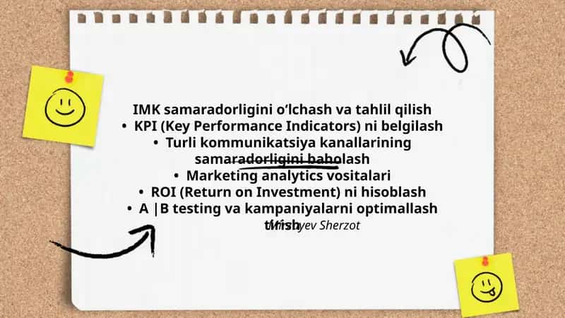 IMK samaradorligini oʻlchash va tahlil qilish