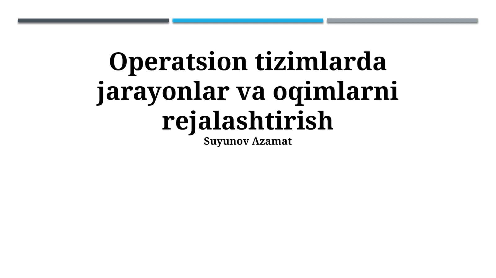 Jarayonlarni Rejalashtirish