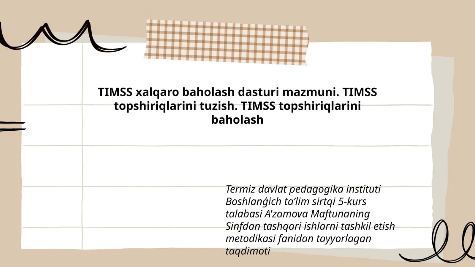 TIMSS xalqaro baholash dasturi mazmuni