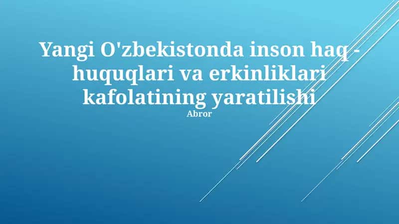 Yangi O'zbekistonda inson haq - huquqlari va erkinliklari kafolatining yaratilishi