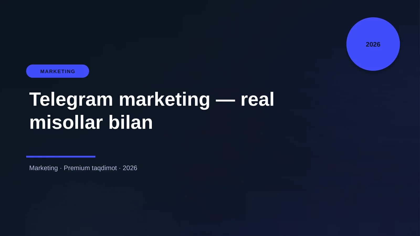 Telegram marketing — real misollar bilan