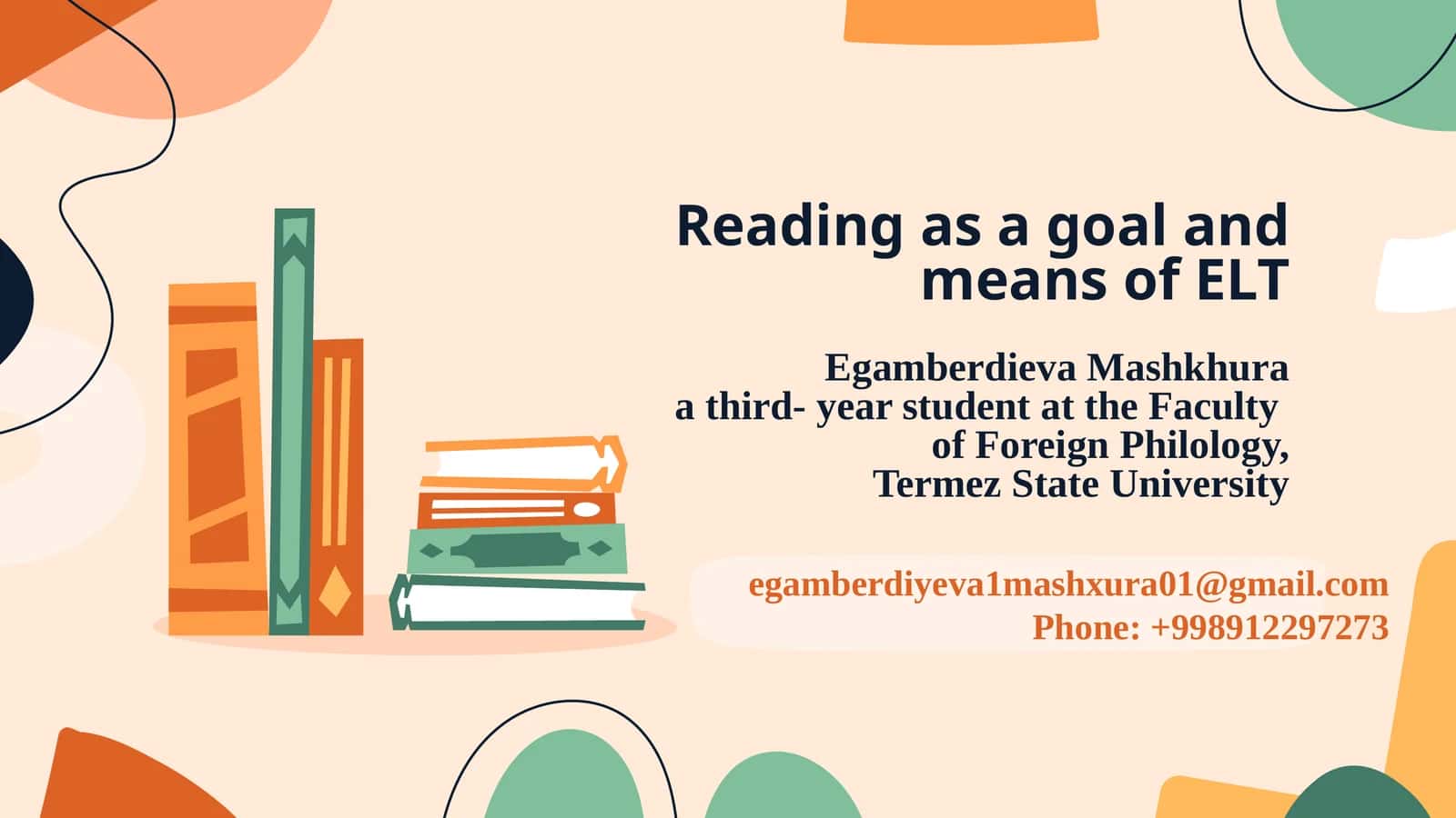 Reading as a goal and means of ELTE