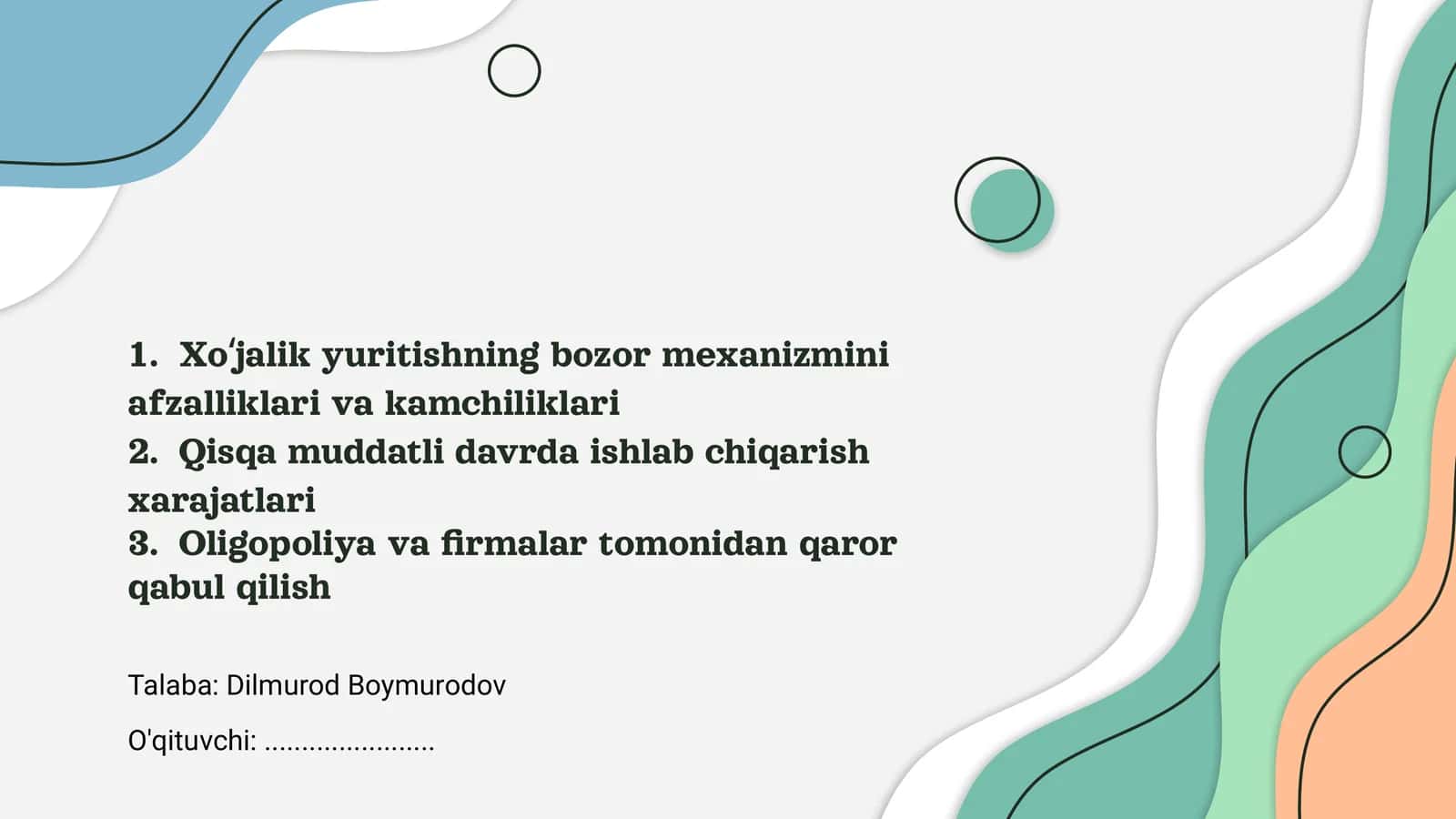 Xo‘jalik yuritishning bozor mexanizmini afzalliklari va kamchiliklari