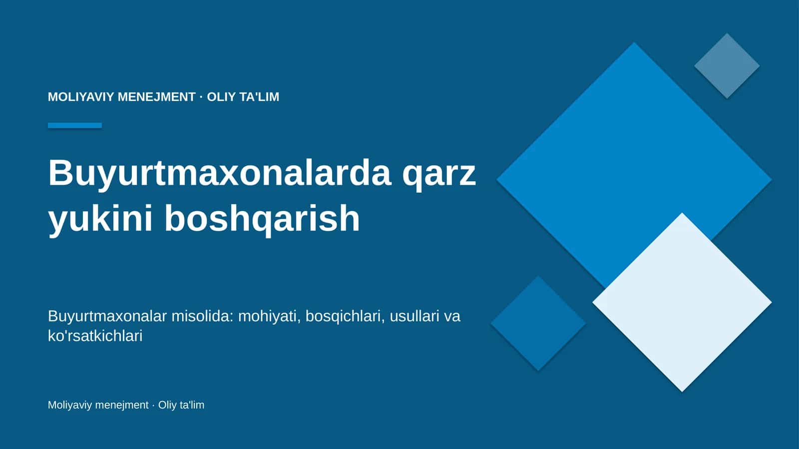 Moliyaviy Menejment · Oliy Ta'limg