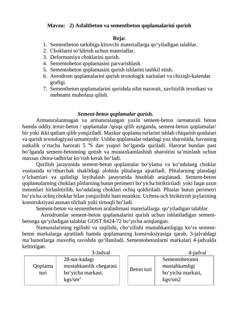 Sement-beton qoplamalarini qurish