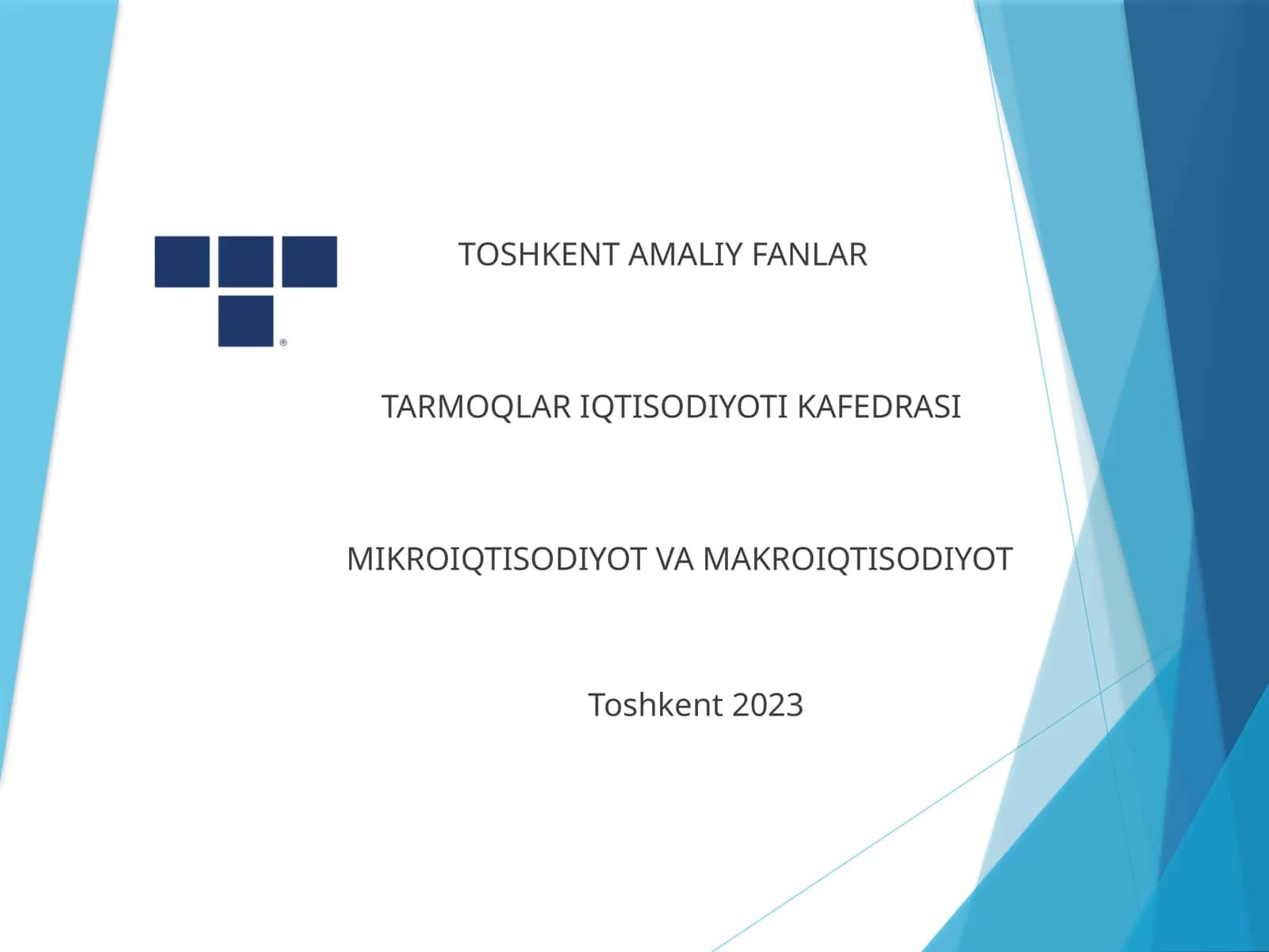 1-Мавзу.Бозор иқтисодиётининг асосий тушунчалари