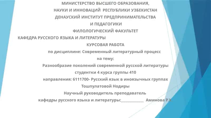 Разнообразие поколений современной русской литературы