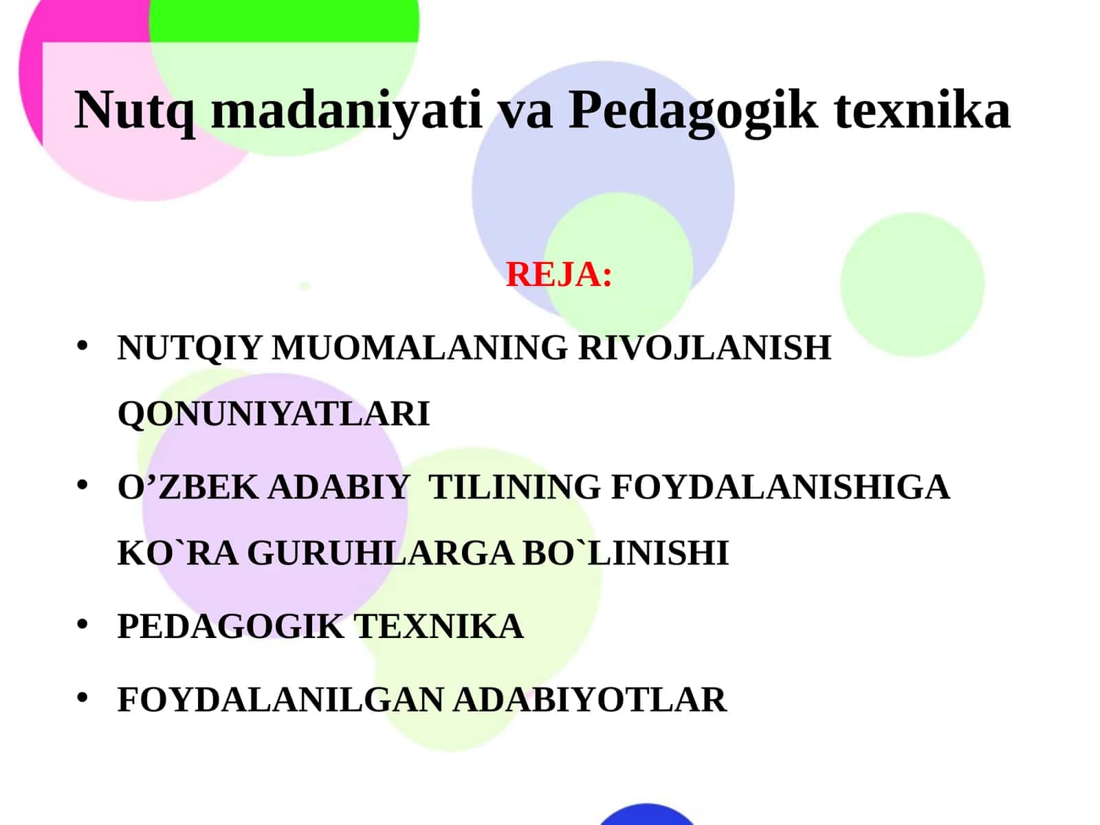 Nutq madaniyati va Pedagogik texnika