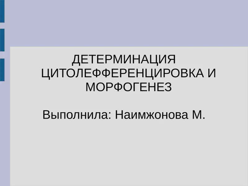 ДЕТЕРМИНАЦИЯ ЦИТОЛЕФФЕРЕНЦИРОВКА И МОРФОГЕНЕЗ