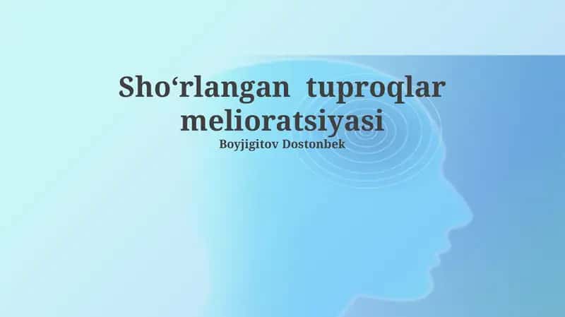 Shoʻrlangan tuproqlar melioratsiyasi