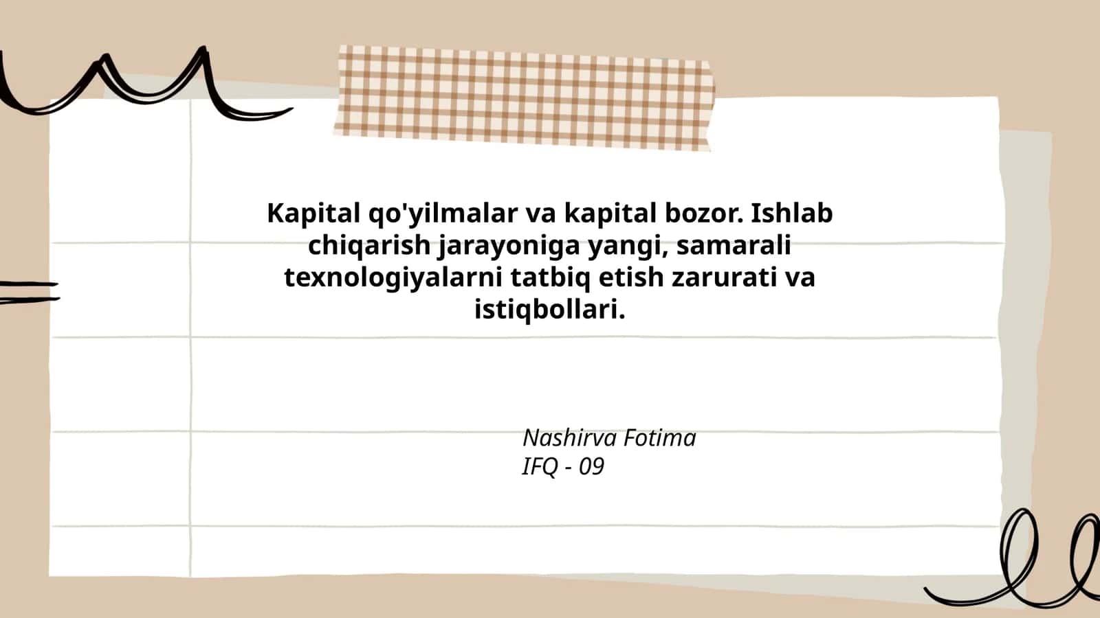 Kapital qo'yilmalar va kapital bozor