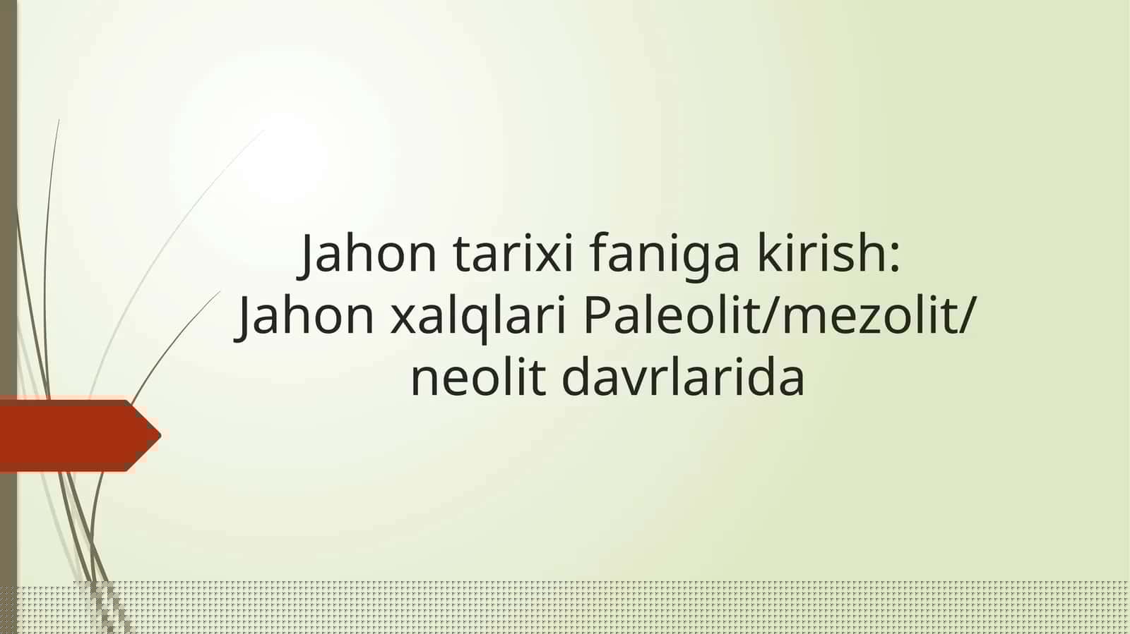 Jahon xalqlari Paleolit,ezolit,neolit davrlarida