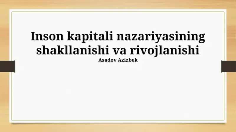 Inson kapitali nazariyasi