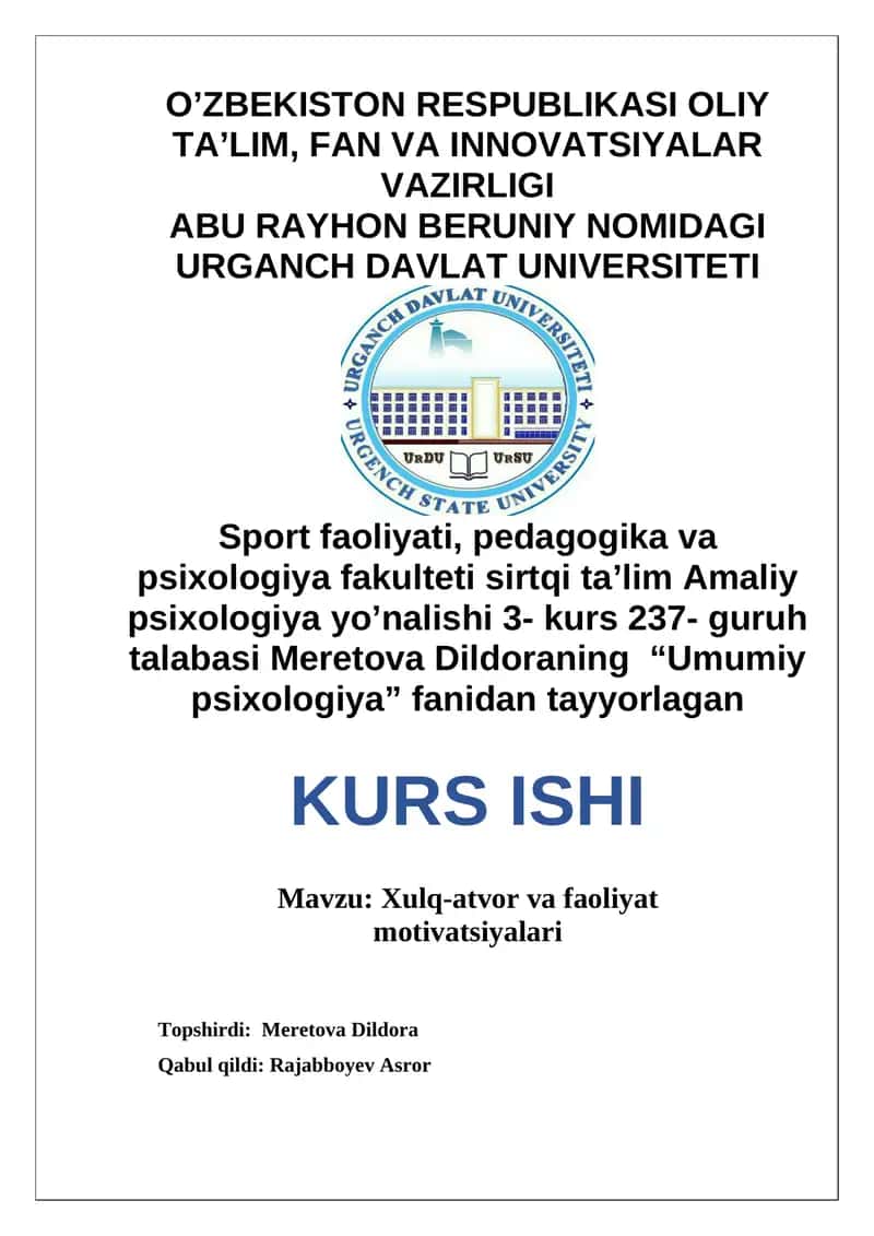 Xulq-atvor va faoliyat motivatsiyalari