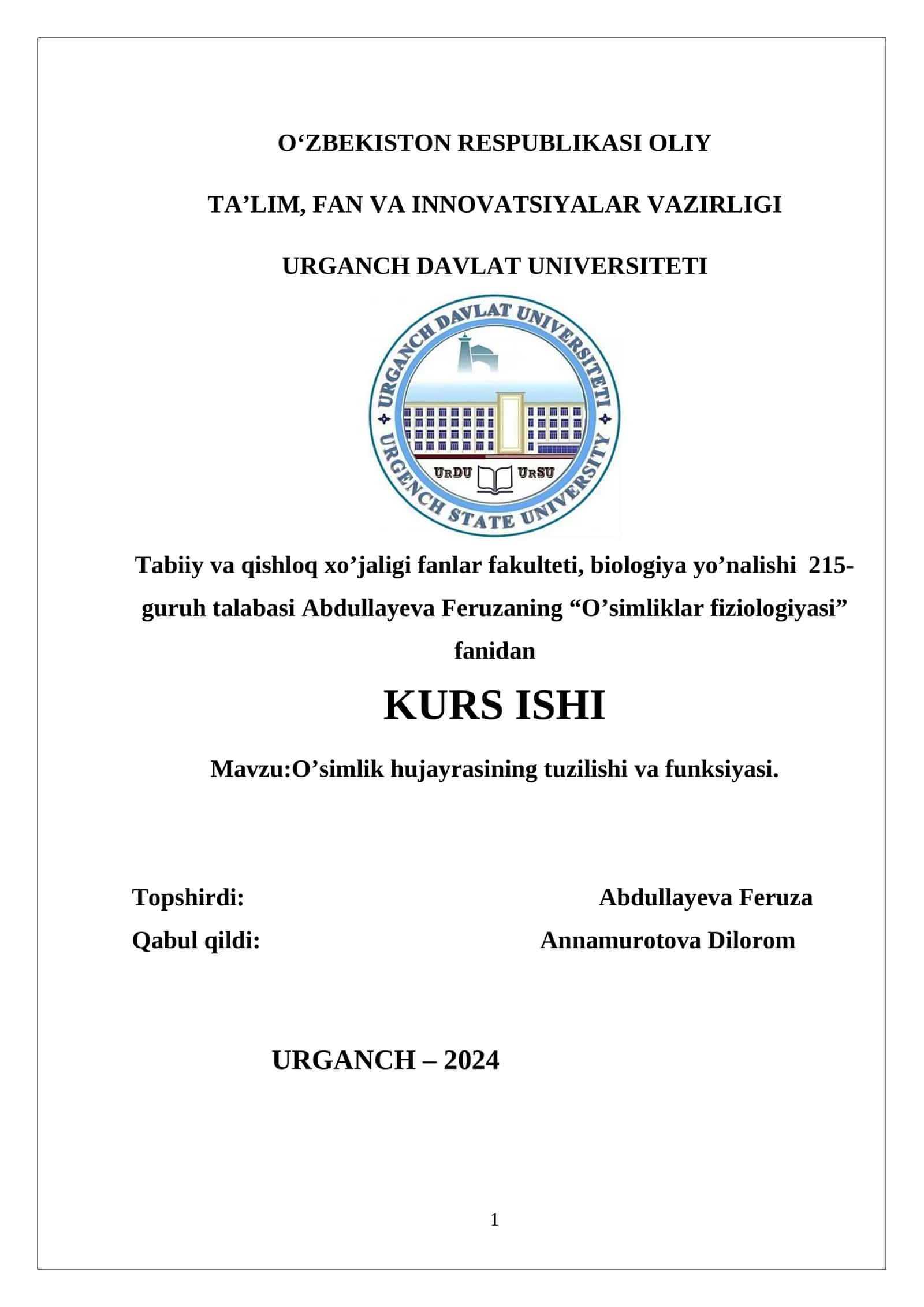 O’simliklar fiziologiyasi