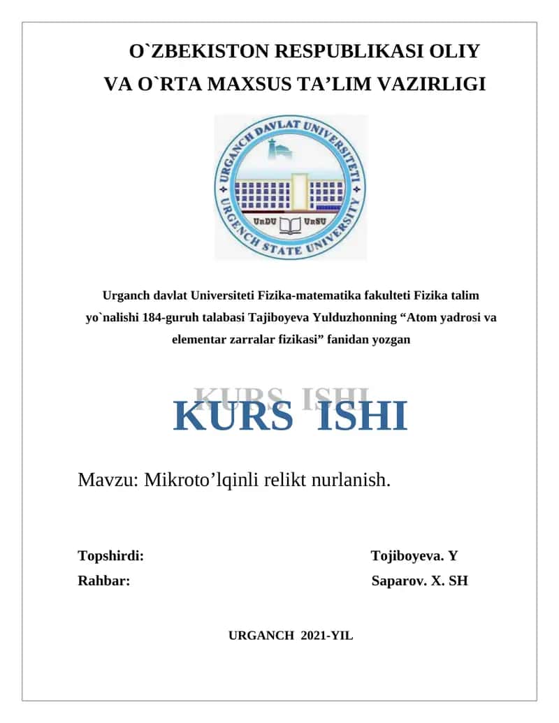 "Atom yadrosi va elementar zarralar fizikasi"
