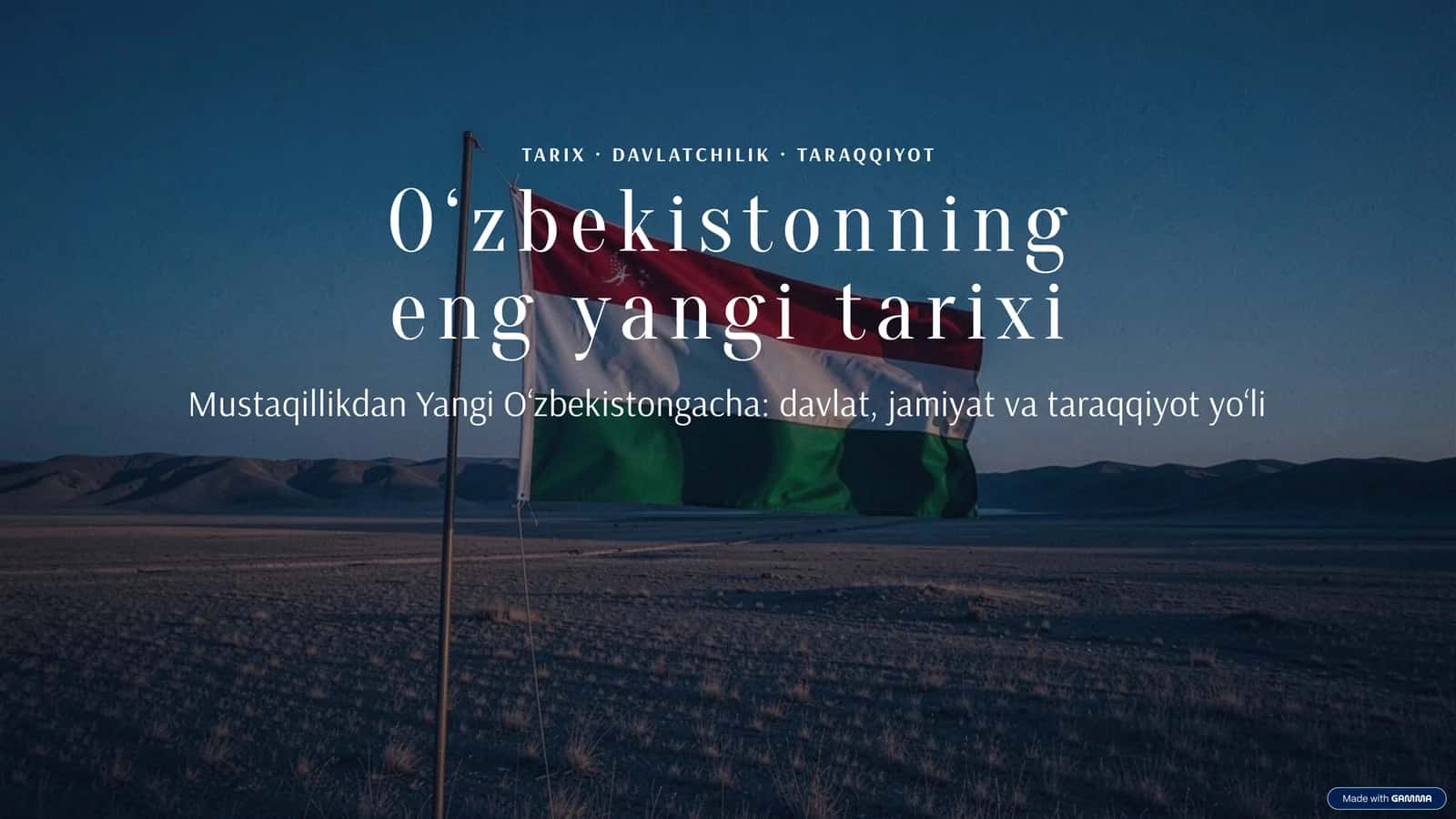 Mustaqillikdan Yangi O‘zbekistongacha: davlat, jamiyat va taraqqiyot yo‘li
