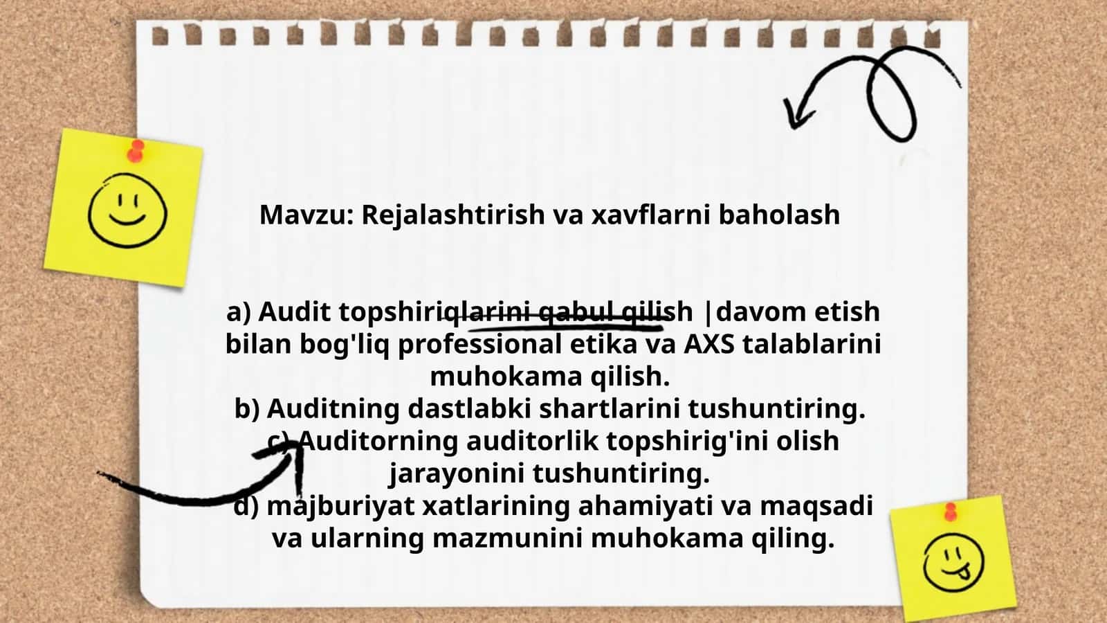 Rejalashtirish va xavflarni baholash