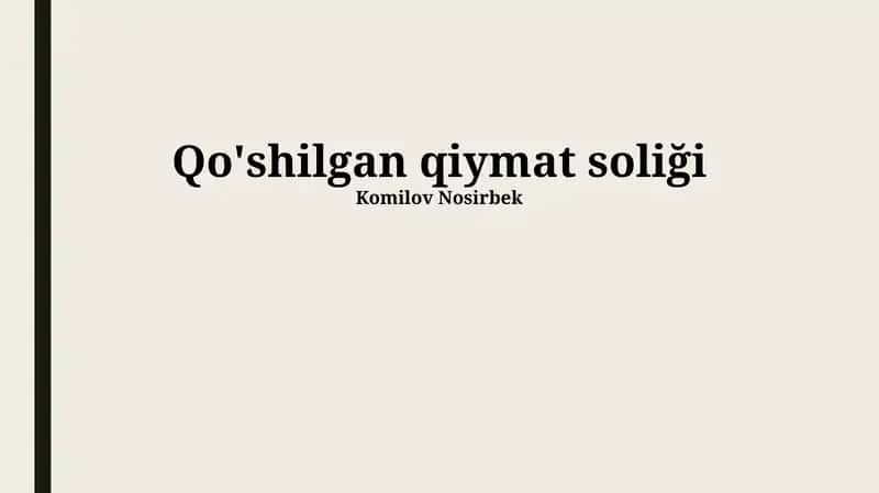 Qo'shilgan qiymat soliği