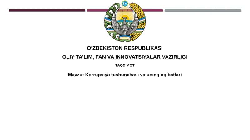 Korrupsiyatushunchasivauningoqibatlari